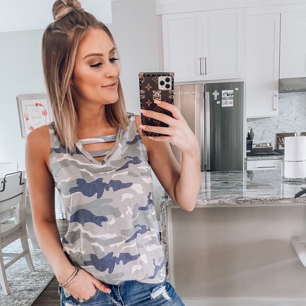 Camo Hollow Out Tank